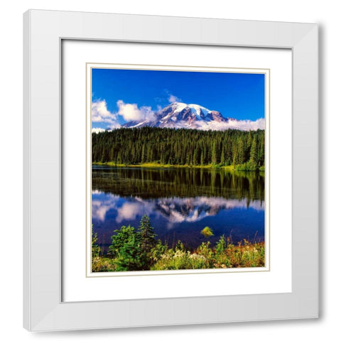 Mt. Rainer II White Modern Wood Framed Art Print with Double Matting by Leahy, Ike