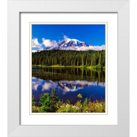 Mt. Rainer II White Modern Wood Framed Art Print with Double Matting by Leahy, Ike