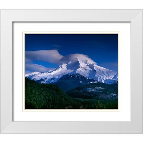 Mt. Hood XII White Modern Wood Framed Art Print with Double Matting by Leahy, Ike
