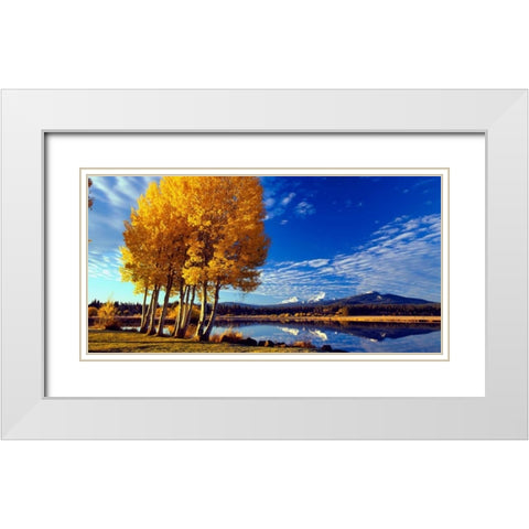 Sisters in Autumn I White Modern Wood Framed Art Print with Double Matting by Leahy, Ike