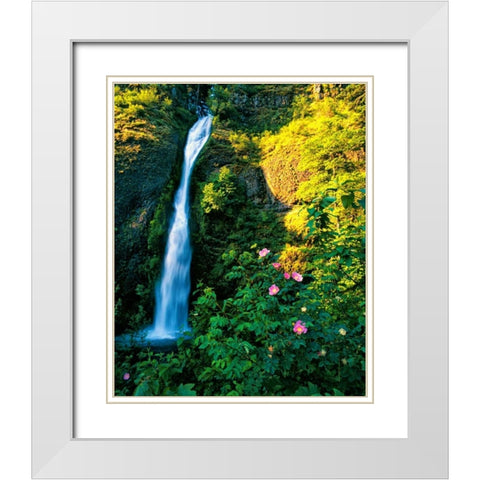 Horse Tail Falls White Modern Wood Framed Art Print with Double Matting by Leahy, Ike