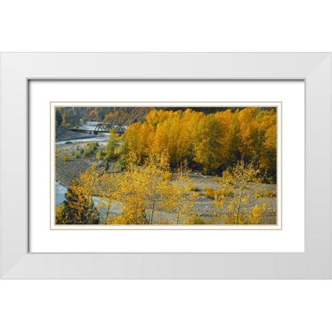Hood River RR Bridge White Modern Wood Framed Art Print with Double Matting by Leahy, Ike