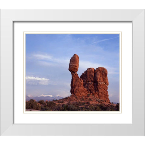 Balancing Rock White Modern Wood Framed Art Print with Double Matting by Leahy, Ike