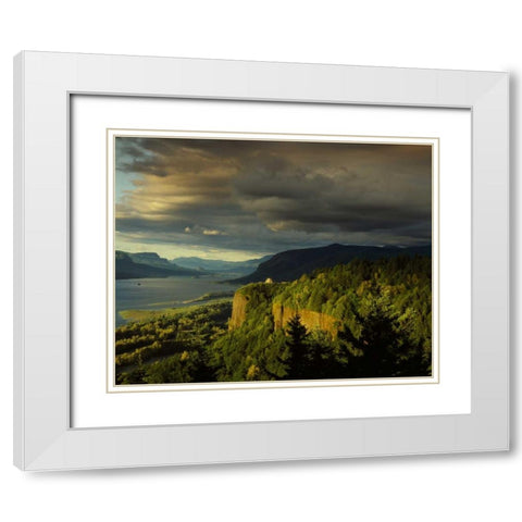 Vista House I White Modern Wood Framed Art Print with Double Matting by Leahy, Ike