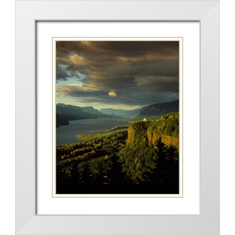 Vista House II White Modern Wood Framed Art Print with Double Matting by Leahy, Ike