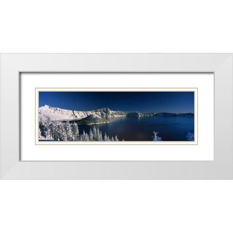 Winter at Crater Lake White Modern Wood Framed Art Print with Double Matting by Leahy, Ike