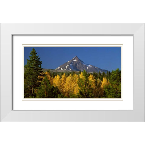 Mt. Jefferson White Modern Wood Framed Art Print with Double Matting by Leahy, Ike