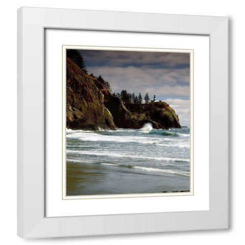 North Head Lighthouse White Modern Wood Framed Art Print with Double Matting by Leahy, Ike