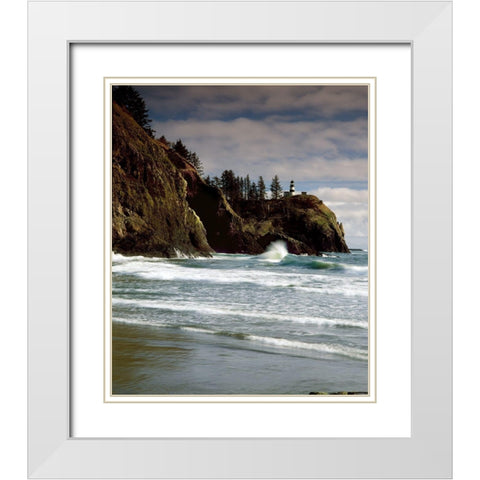 North Head Lighthouse White Modern Wood Framed Art Print with Double Matting by Leahy, Ike