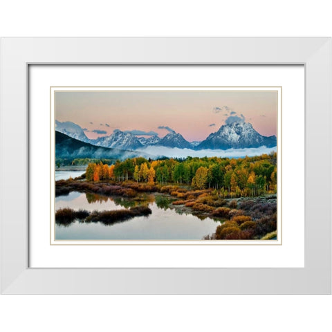 Fog Above Oxbow Bend White Modern Wood Framed Art Print with Double Matting by Malvin, Larry