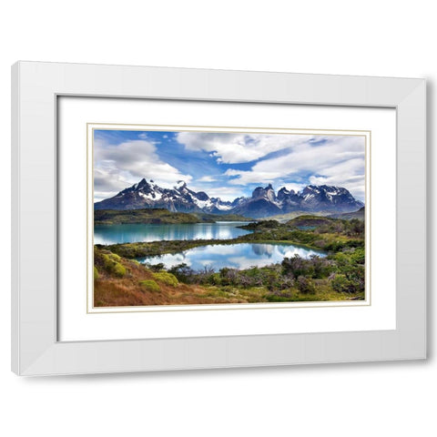 Cuernos del Paine White Modern Wood Framed Art Print with Double Matting by Malvin, Larry