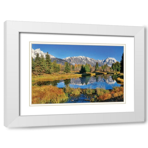 Schwabacher Pond White Modern Wood Framed Art Print with Double Matting by Malvin, Larry