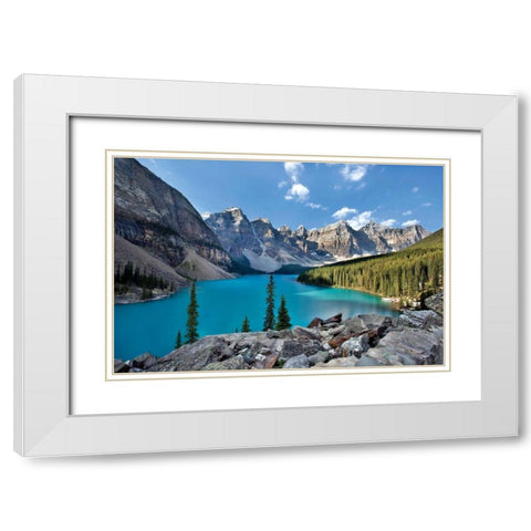 Moraine Lake II White Modern Wood Framed Art Print with Double Matting by Malvin, Larry