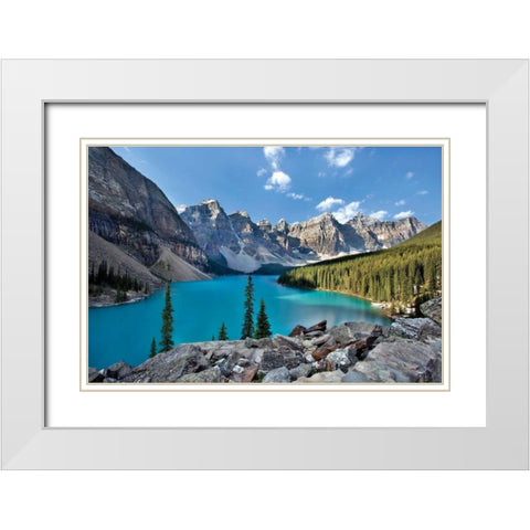 Moraine Lake II White Modern Wood Framed Art Print with Double Matting by Malvin, Larry