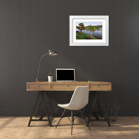 Botanic Dawn II White Modern Wood Framed Art Print with Double Matting by Malvin, Larry