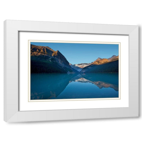 Lake Louise Dawn I White Modern Wood Framed Art Print with Double Matting by Malvin, Larry