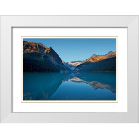 Lake Louise Dawn I White Modern Wood Framed Art Print with Double Matting by Malvin, Larry