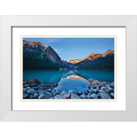 Lake Louise Dawn II White Modern Wood Framed Art Print with Double Matting by Malvin, Larry