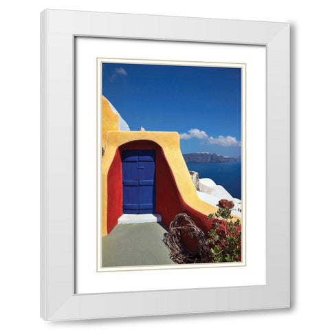Deck Ocean View I White Modern Wood Framed Art Print with Double Matting by Malvin, Larry