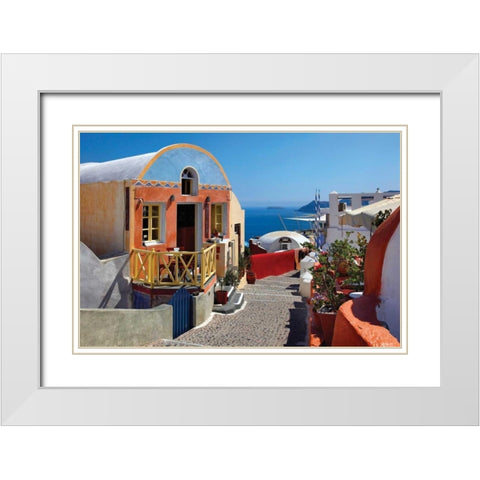 Store and Stone Steps White Modern Wood Framed Art Print with Double Matting by Malvin, Larry
