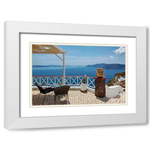 Filotera Villa Deck View White Modern Wood Framed Art Print with Double Matting by Malvin, Larry