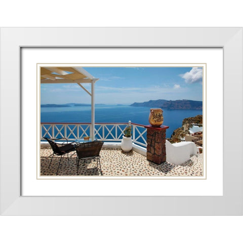 Filotera Villa Deck View White Modern Wood Framed Art Print with Double Matting by Malvin, Larry