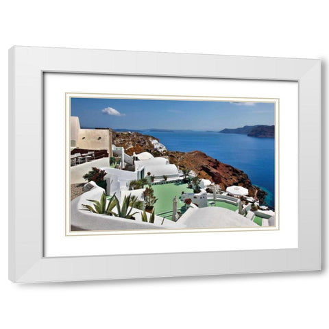 Green Terrace Caldera View White Modern Wood Framed Art Print with Double Matting by Malvin, Larry