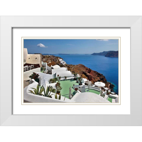 Green Terrace Caldera View White Modern Wood Framed Art Print with Double Matting by Malvin, Larry