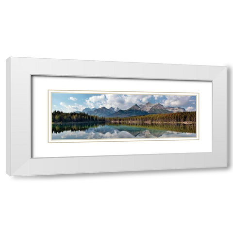 Herbert Lake Panorama White Modern Wood Framed Art Print with Double Matting by Malvin, Larry