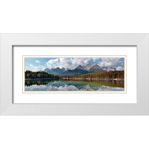 Herbert Lake Panorama White Modern Wood Framed Art Print with Double Matting by Malvin, Larry