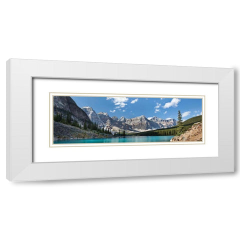 Moraine Lake Panorama White Modern Wood Framed Art Print with Double Matting by Malvin, Larry