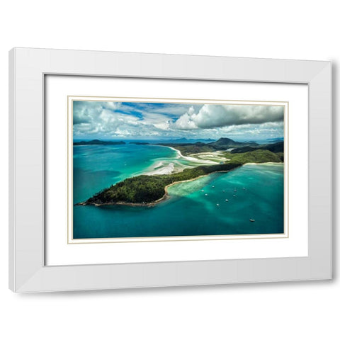 Whitsunday Island II White Modern Wood Framed Art Print with Double Matting by Malvin, Larry