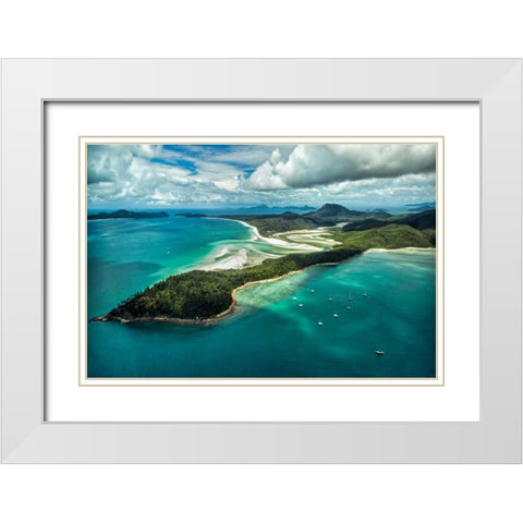 Whitsunday Island II White Modern Wood Framed Art Print with Double Matting by Malvin, Larry