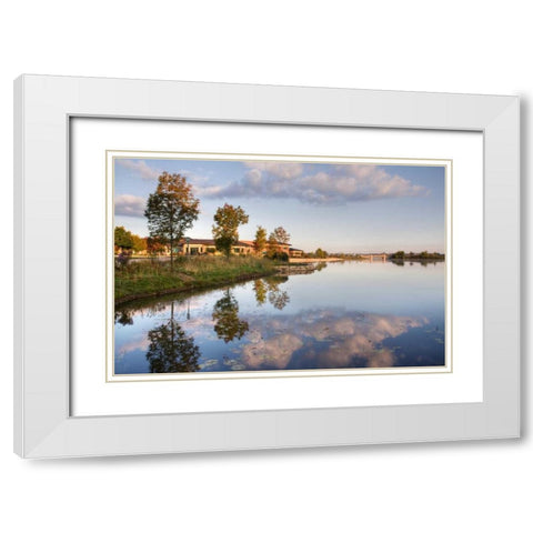 Lakeview Glen White Modern Wood Framed Art Print with Double Matting by Malvin, Larry