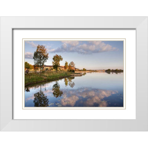 Lakeview Glen White Modern Wood Framed Art Print with Double Matting by Malvin, Larry