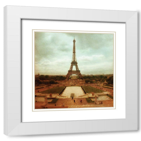 Eiffel Tower V White Modern Wood Framed Art Print with Double Matting by Melious, Amy