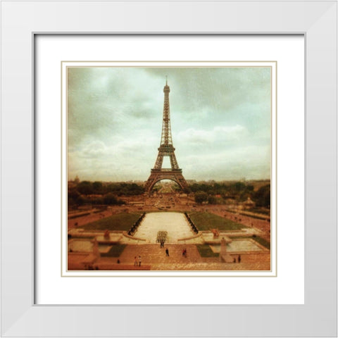 Eiffel Tower V White Modern Wood Framed Art Print with Double Matting by Melious, Amy