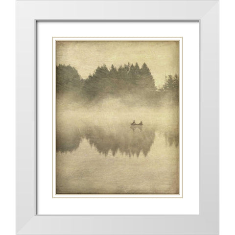 Foggy Lake I White Modern Wood Framed Art Print with Double Matting by Melious, Amy