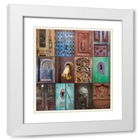 On the Door III White Modern Wood Framed Art Print with Double Matting by Mahan, Kathy
