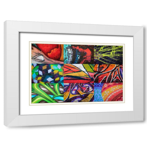 Graffiti III White Modern Wood Framed Art Print with Double Matting by Mahan, Kathy