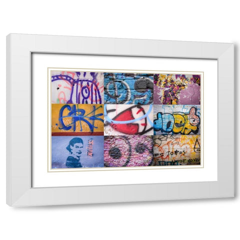 Graffiti IV White Modern Wood Framed Art Print with Double Matting by Mahan, Kathy