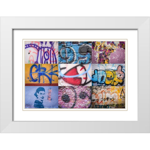 Graffiti IV White Modern Wood Framed Art Print with Double Matting by Mahan, Kathy