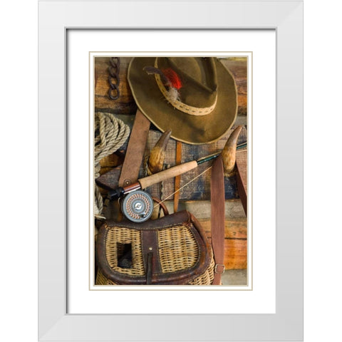 Fishing Cabin I White Modern Wood Framed Art Print with Double Matting by Mahan, Kathy