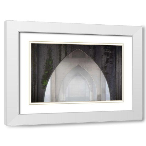 Sluslaw River Bridge I White Modern Wood Framed Art Print with Double Matting by Mahan, Kathy