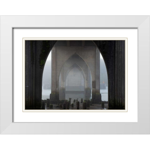 Suslaw River Bridge II White Modern Wood Framed Art Print with Double Matting by Mahan, Kathy