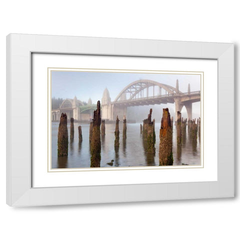 Suslaw River Bridge III White Modern Wood Framed Art Print with Double Matting by Mahan, Kathy
