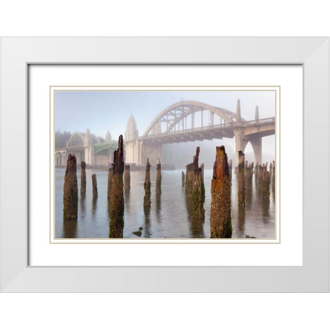 Suslaw River Bridge III White Modern Wood Framed Art Print with Double Matting by Mahan, Kathy