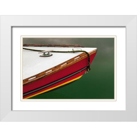 Deer Harbor Boat I White Modern Wood Framed Art Print with Double Matting by Mahan, Kathy