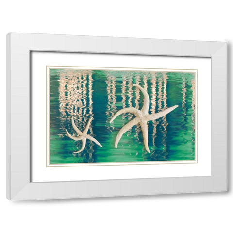 Starfish on Water I White Modern Wood Framed Art Print with Double Matting by Mahan, Kathy