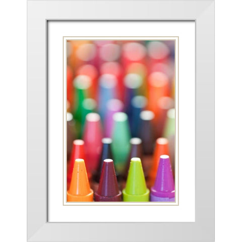 Endless Crayons I White Modern Wood Framed Art Print with Double Matting by Mahan, Kathy